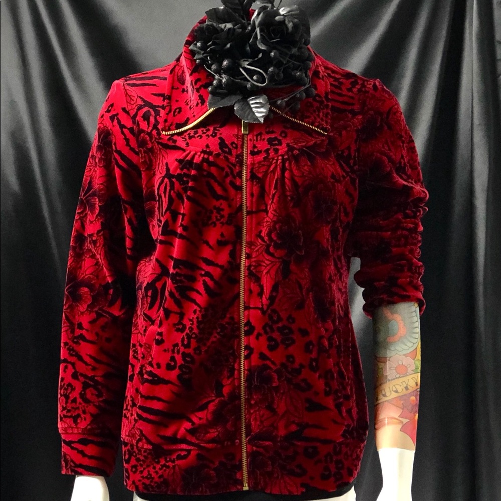 🐾 Tiger Blood Animal Print Velour Zip-Up Jacket🐾